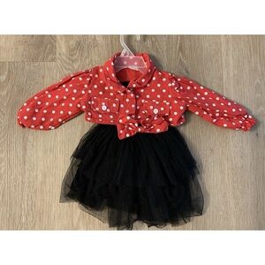 Boutique Girls Size 12 Months Black Tutu Dress With Red & White Polka Dot Jacket
